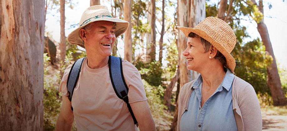 Couple walking in the forest