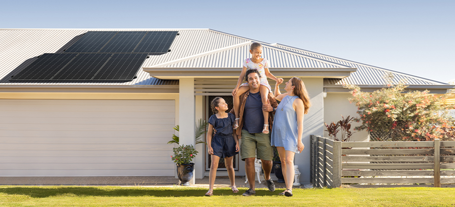 family racq solar outside house