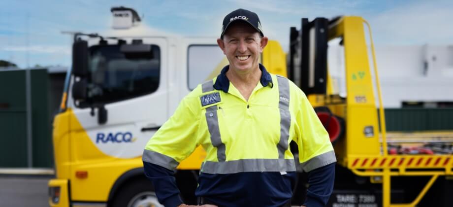 Roadside patrol in front of truck