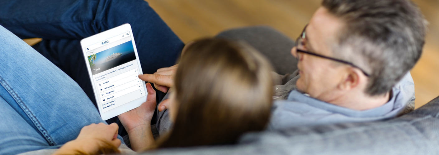 Couple looking at travel plans